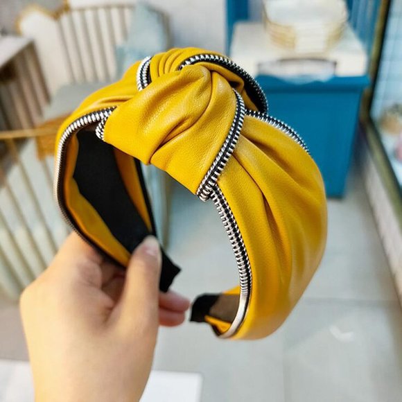 2 FOR $30! Vintage Faux Leather Zipper Headband | Women's Hair Accessories - Picture 4 of 8